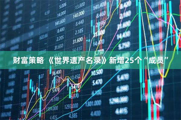 财富策略 《世界遗产名录》新增25个“成员”